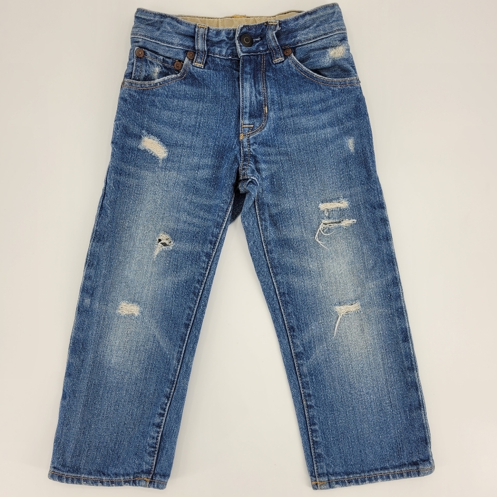 Gap Baby Toddler Jeans Distressed Straight Leg Denim Adjustable Waist Size 2T